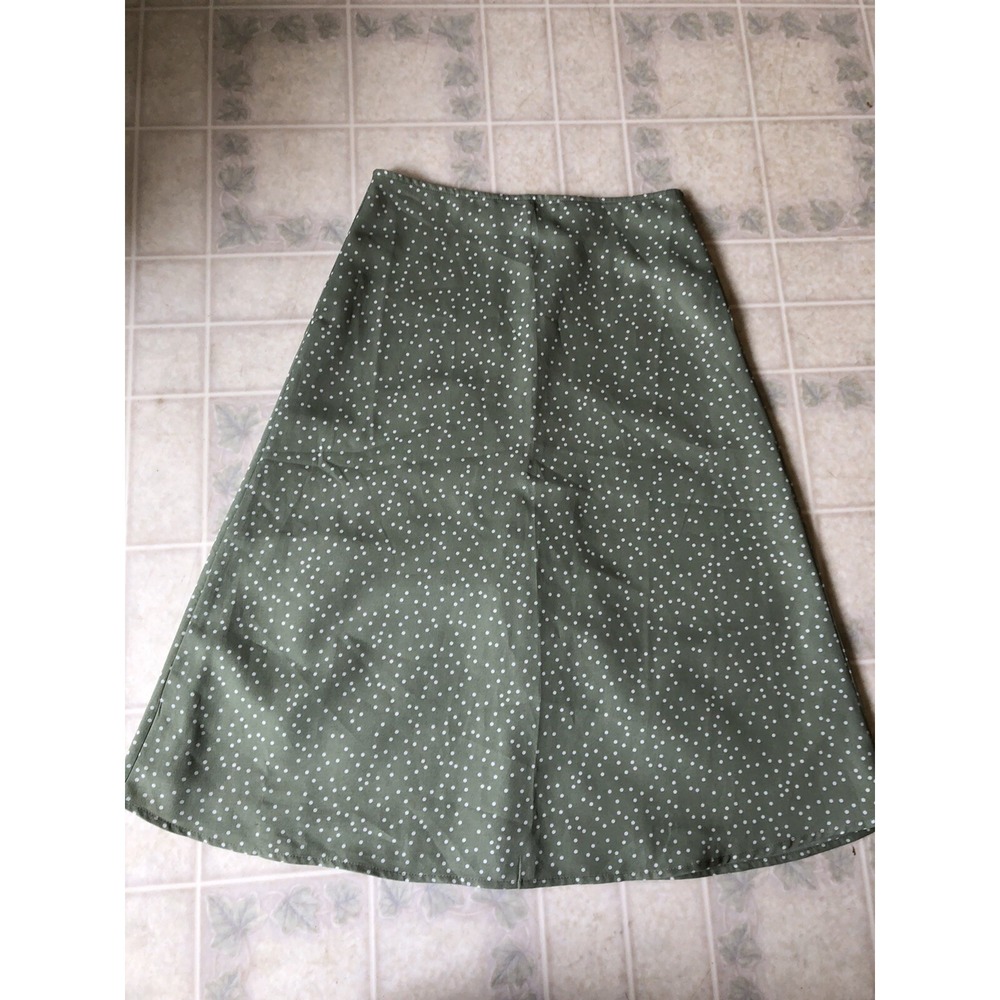 Paper Crane Green POLKA DOT SKIRT sz Small Long Full No Slit